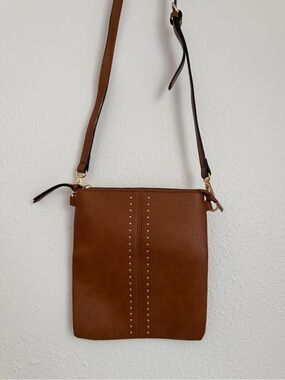 Montana West Brown Crossbody Bag with Gold Stud Accents